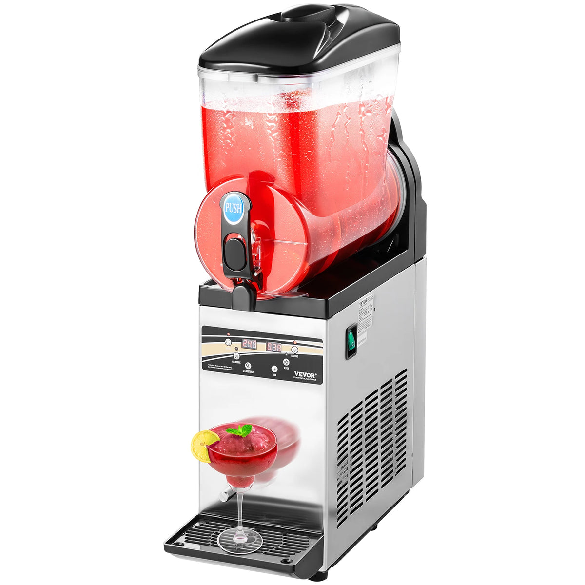Succebuy 15L Commercial Frozen Drink Maker Single Tank Slushy Machine,Slushie Maker for Home Party Restaurants Cafe Bars