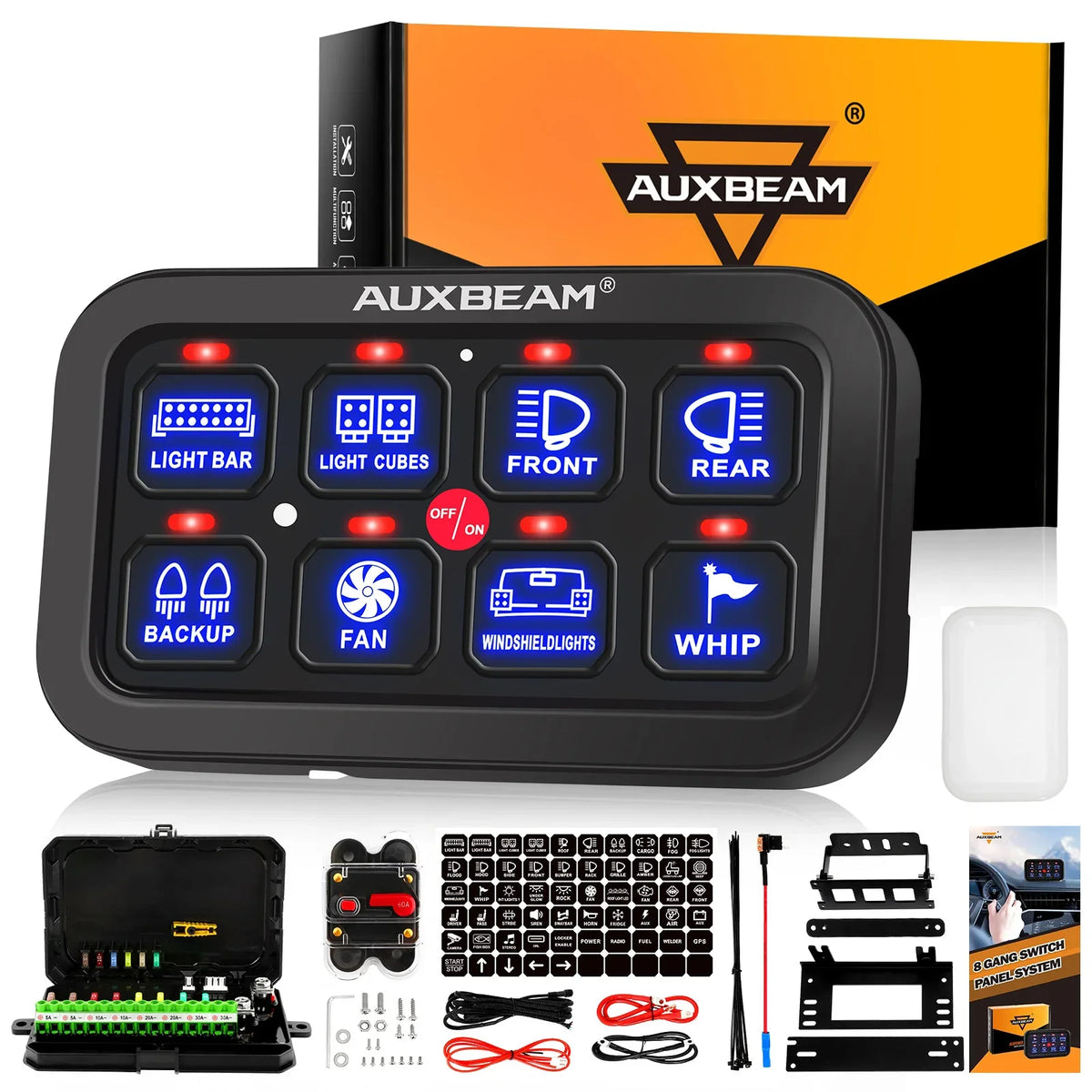 Auxbeam SixToEight Gang LED Switch Panel For Truck Caravan Boat