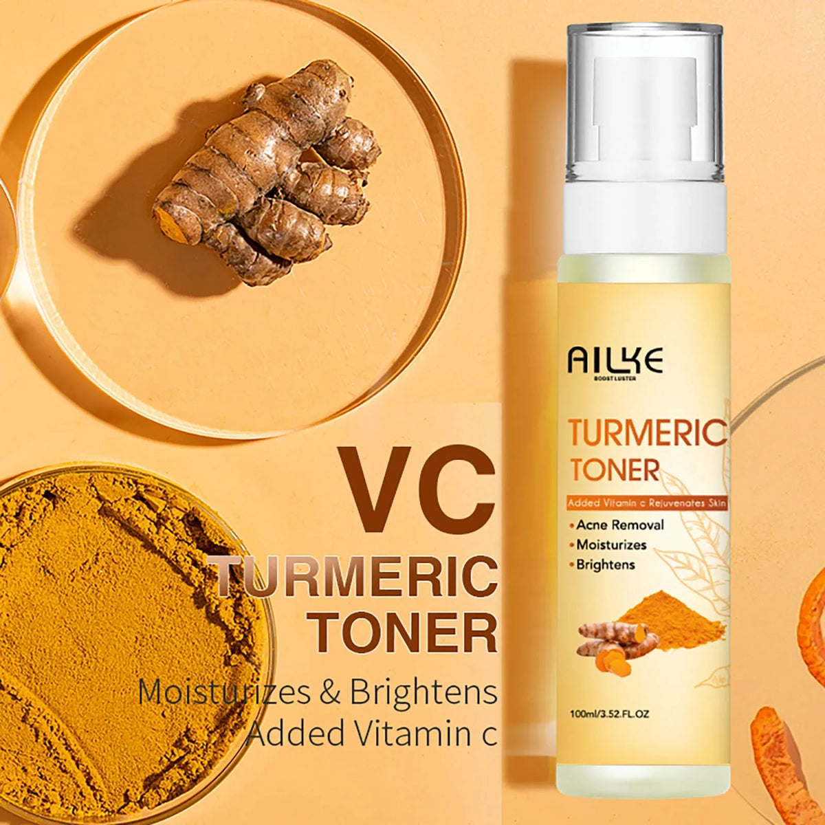 AILKE Organic Turmeric Skincare Kit for Brightening and Hydration