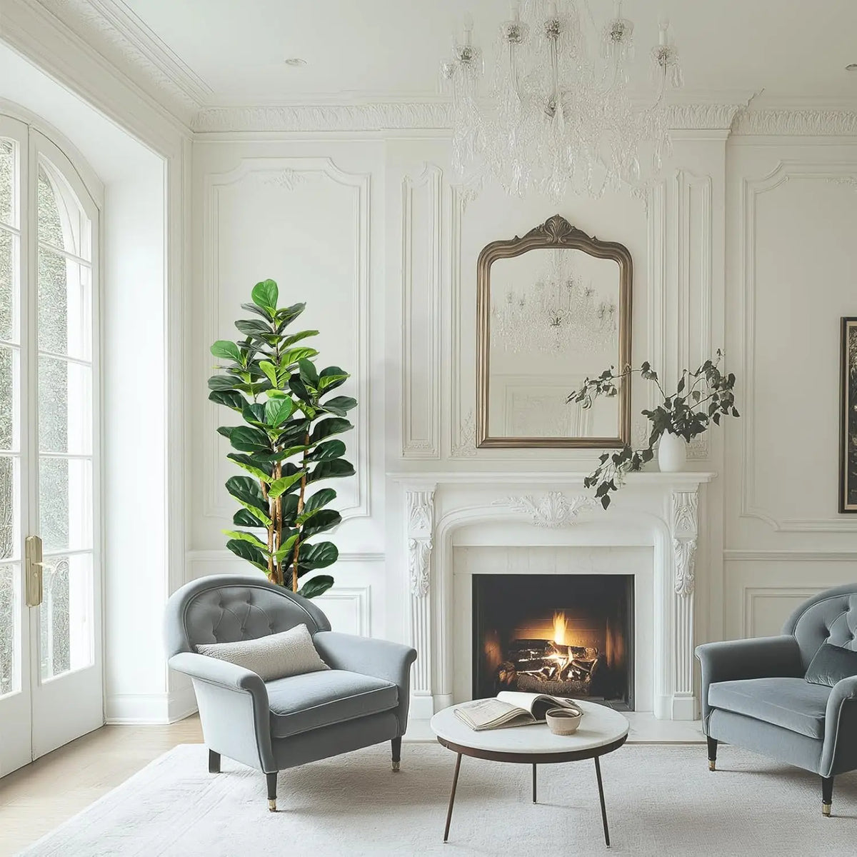 HiMISS Artificial Fiddle Leaf Fig Tree With Pot Faux Greenery