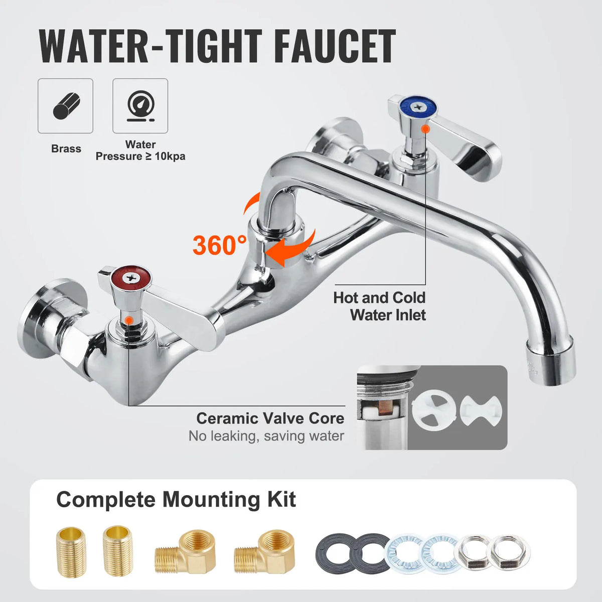 Stainless Steel Commercial Kitchen Sink With Faucet Free Standing Frame