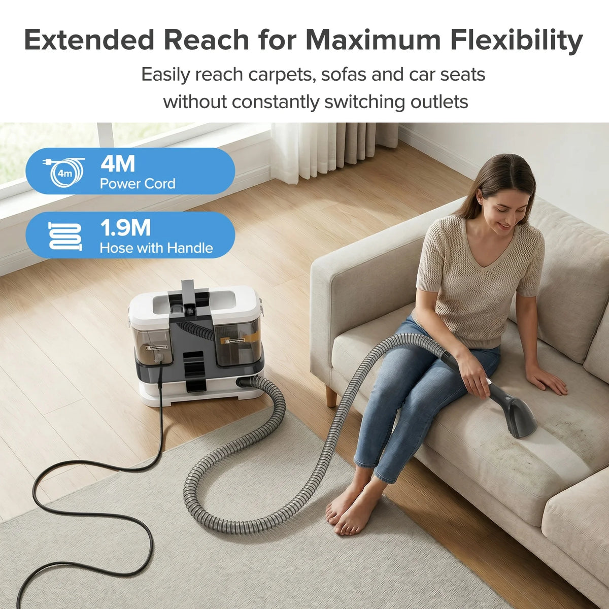 Lubluelu V2 Portable Carpet Upholstery Spot Cleaner 3-in-1 Spray Brush Vacuum 12KPa Powerful Suction Compact Storage for Home/ Sofa/Carpet/Car Seats