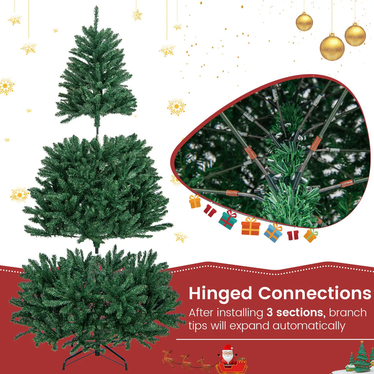 Lifezeal Artificial Christmas Tree Full Fir Hinged Structure