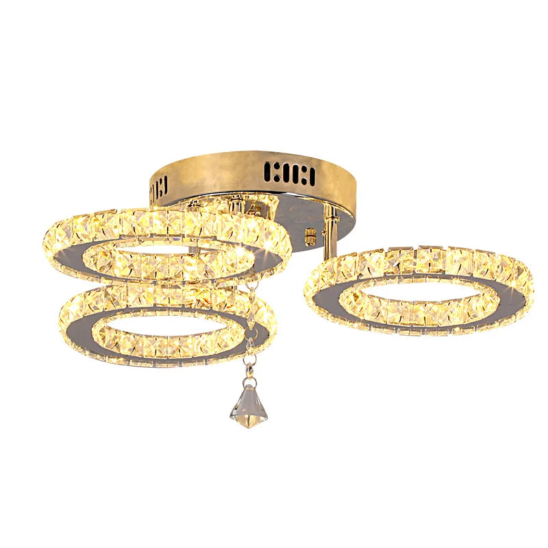GreeLustr Modern Led Crystal Ring Pendant Light For Living Room