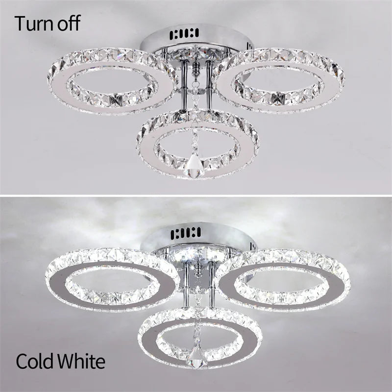 GreeLustr Modern Led Crystal Ring Pendant Light For Living Room