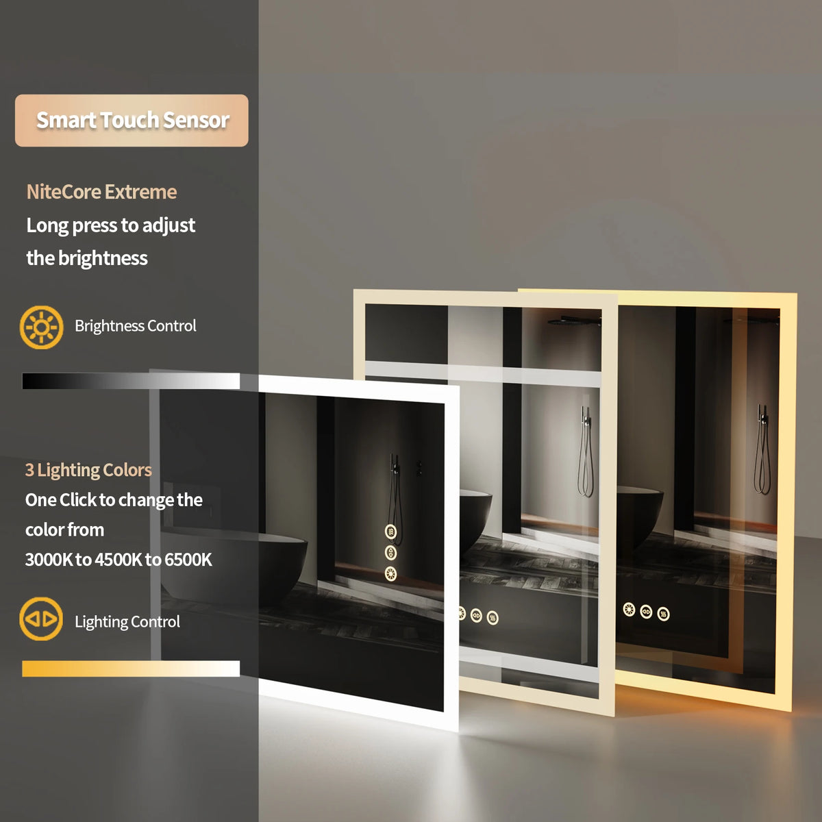Vanity LED Illuminated Wall Mount Bathroom Mirror With Antifog
