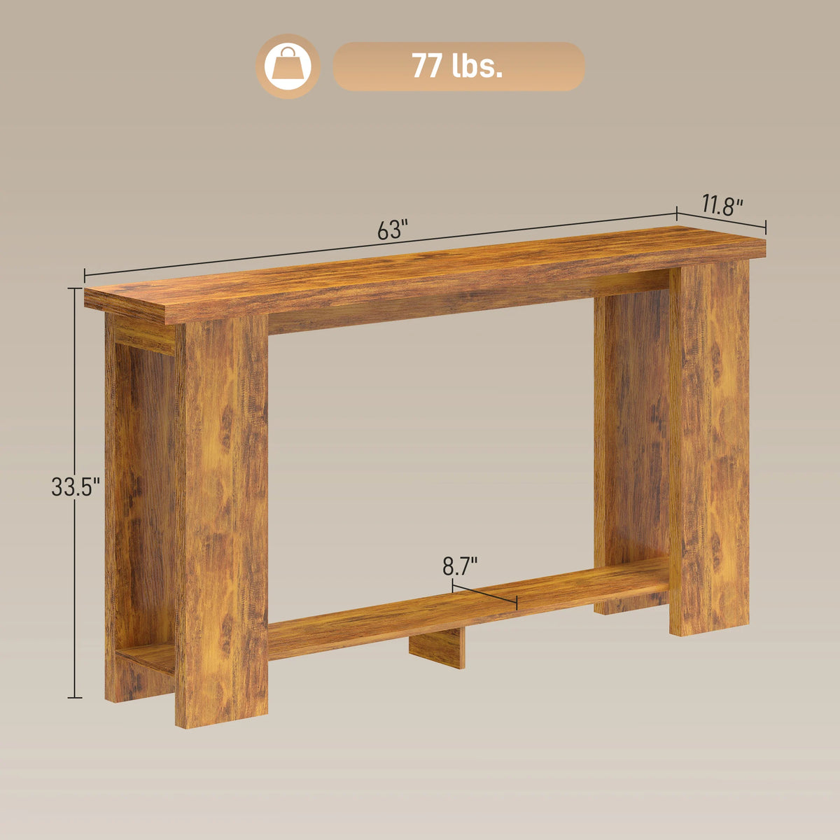 Wooden Entryway Console Table With Storage Shelf Farmhouse Style