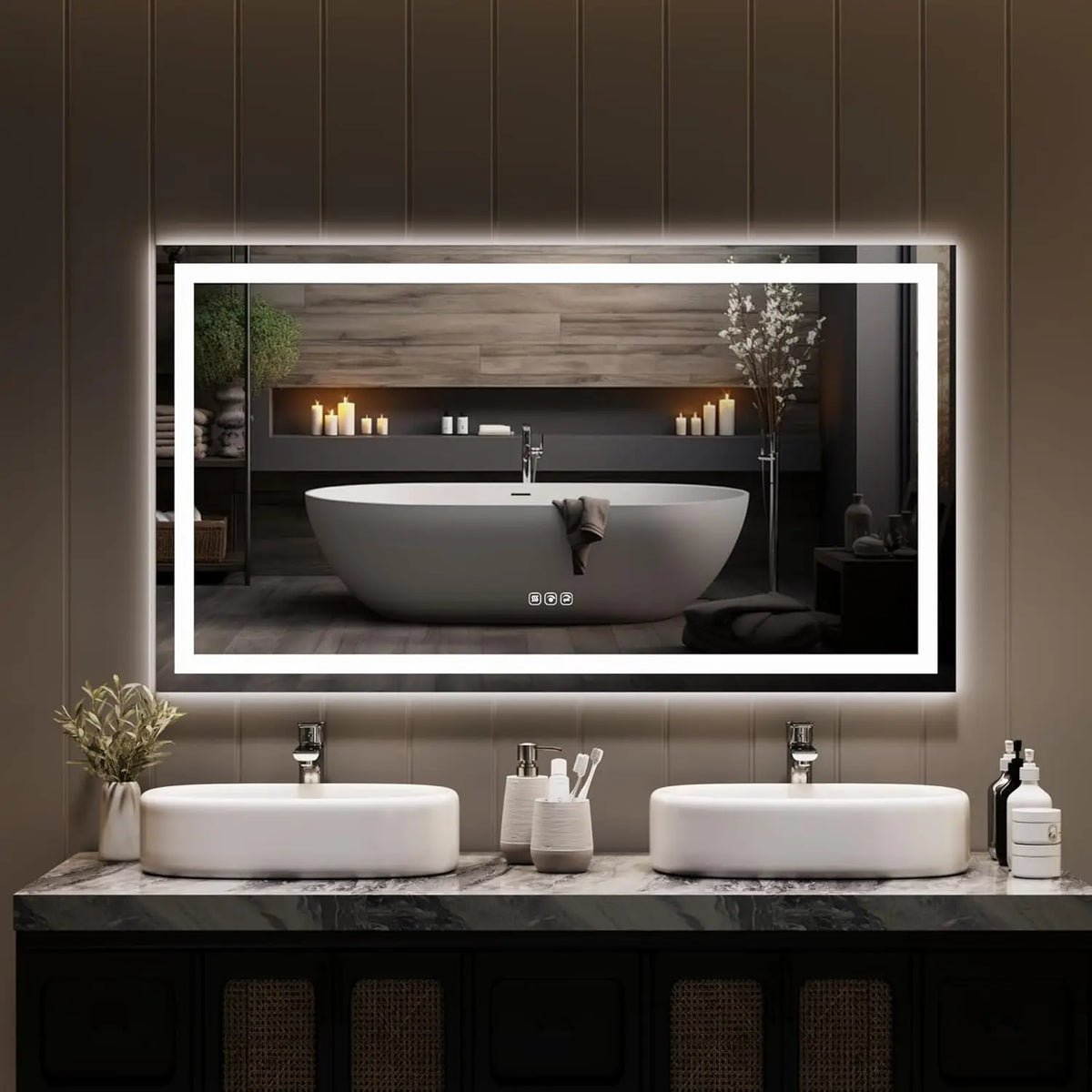 TWISTER.CK LED Bathroom Mirror With Memory And Anti Fog Frameless