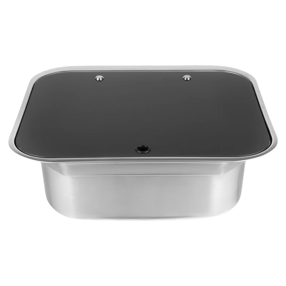 RV Sink With Foldable Tempered Glass Cover And Faucet Stainless Steel Camper Van