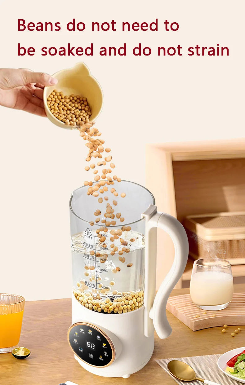 1400ml Glass Soy Milk Maker 16 Blades 9 Functions Automatic Blender Nut Milk Maker Soup Porridge Juicer with Timer
