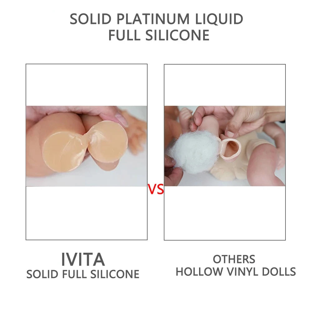 IVITA 14inch 1.65kg Full Body Silicone Bebe Reborn Doll Soft Lifelike Baby DIY Blank Toys Realistic Girl Baby Dolls for Children