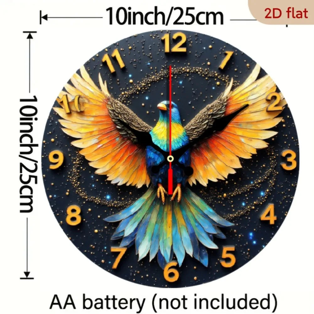XMSJ Modern Farmhouse Round Wall Clock With Bird Design