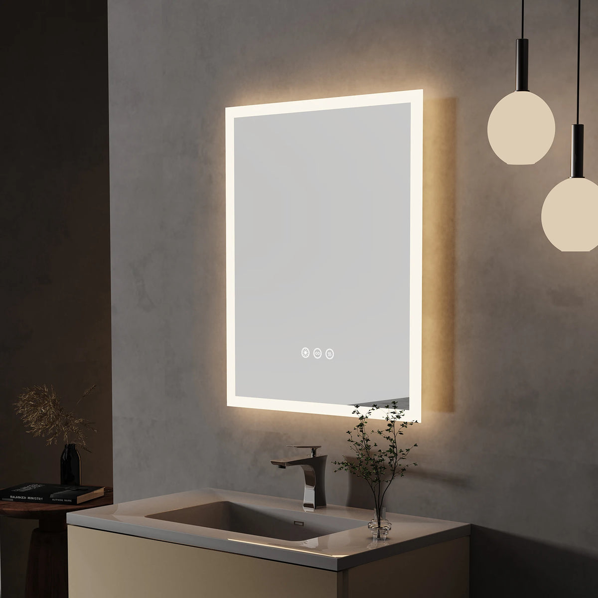 Vanity LED Illuminated Wall Mount Bathroom Mirror With Antifog