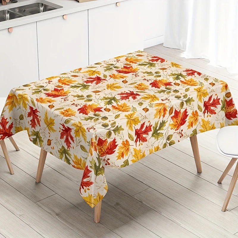 Thanksgiving Maple Leaf Polyester Tablecloth For Holiday Dining Decor