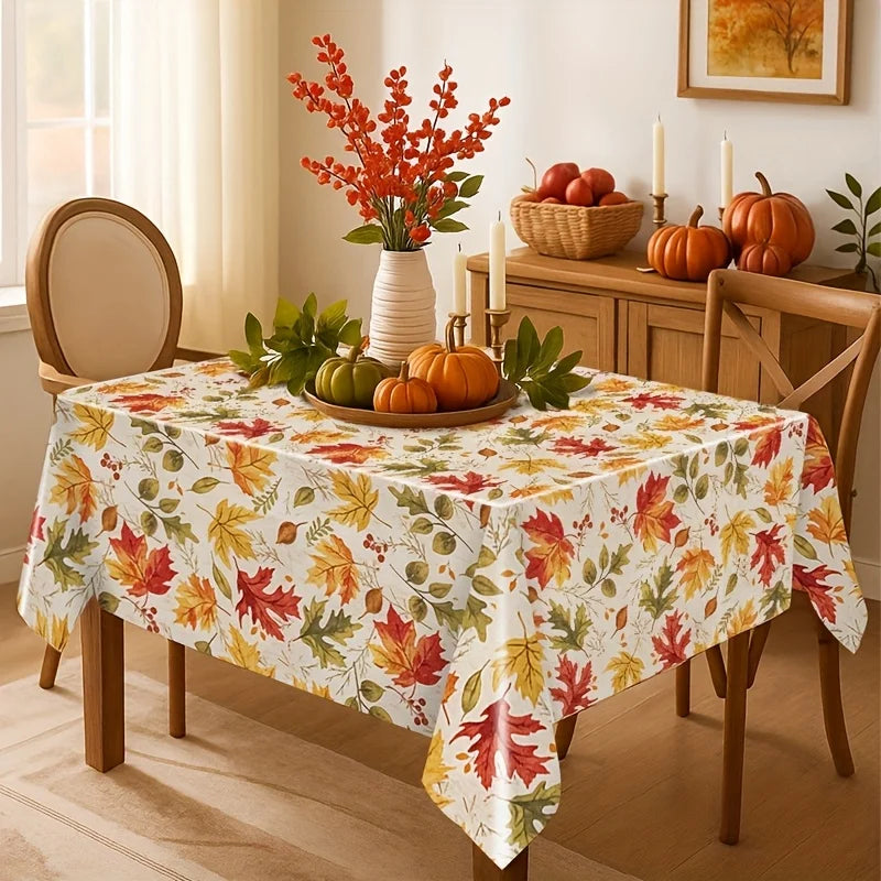 Thanksgiving Maple Leaf Polyester Tablecloth For Holiday Dining Decor