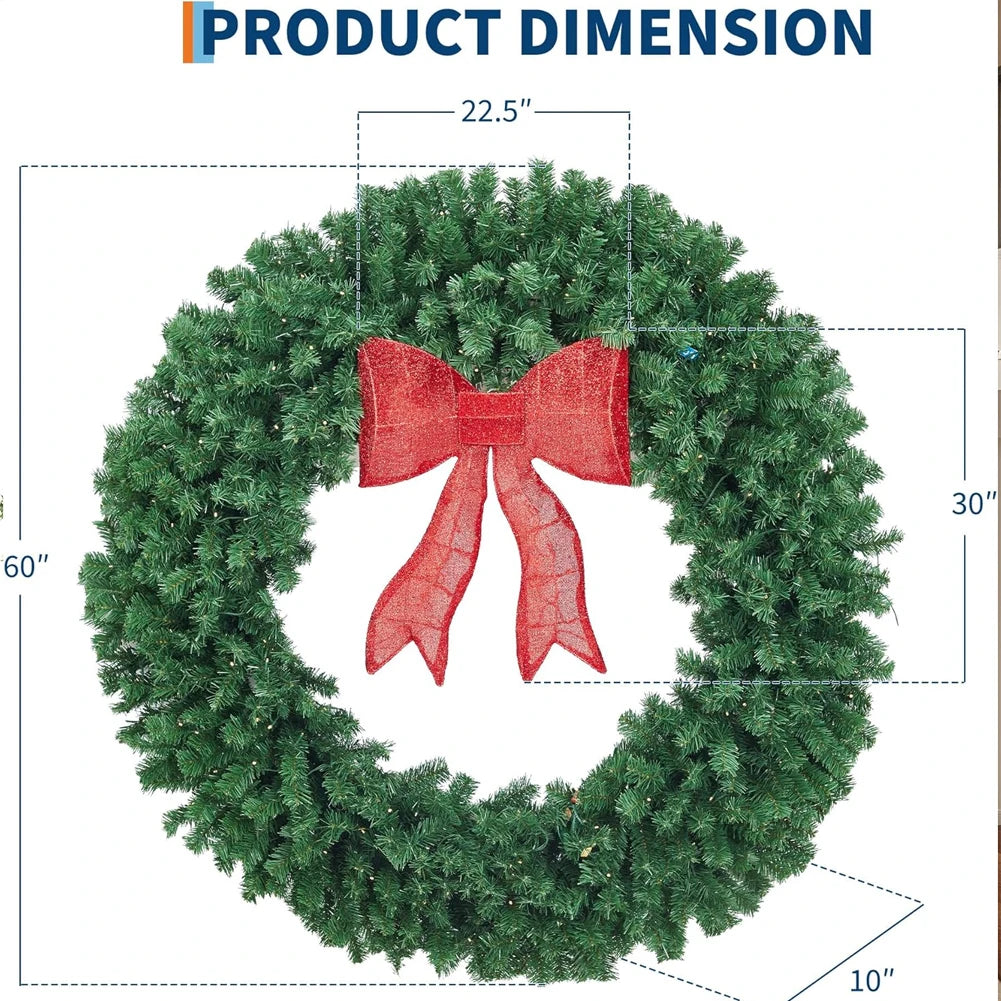 Studyset Pre Lit Artificial Christmas Wreath With Bow And Lights