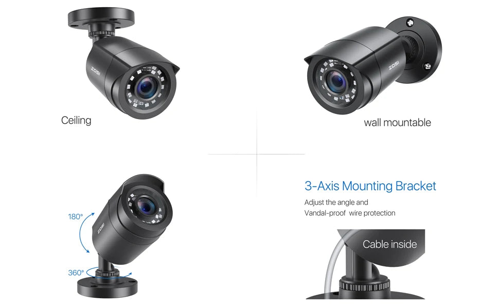 Zosi 1080P Hd Tvi Bullet Security Camera Outdoor Indoor