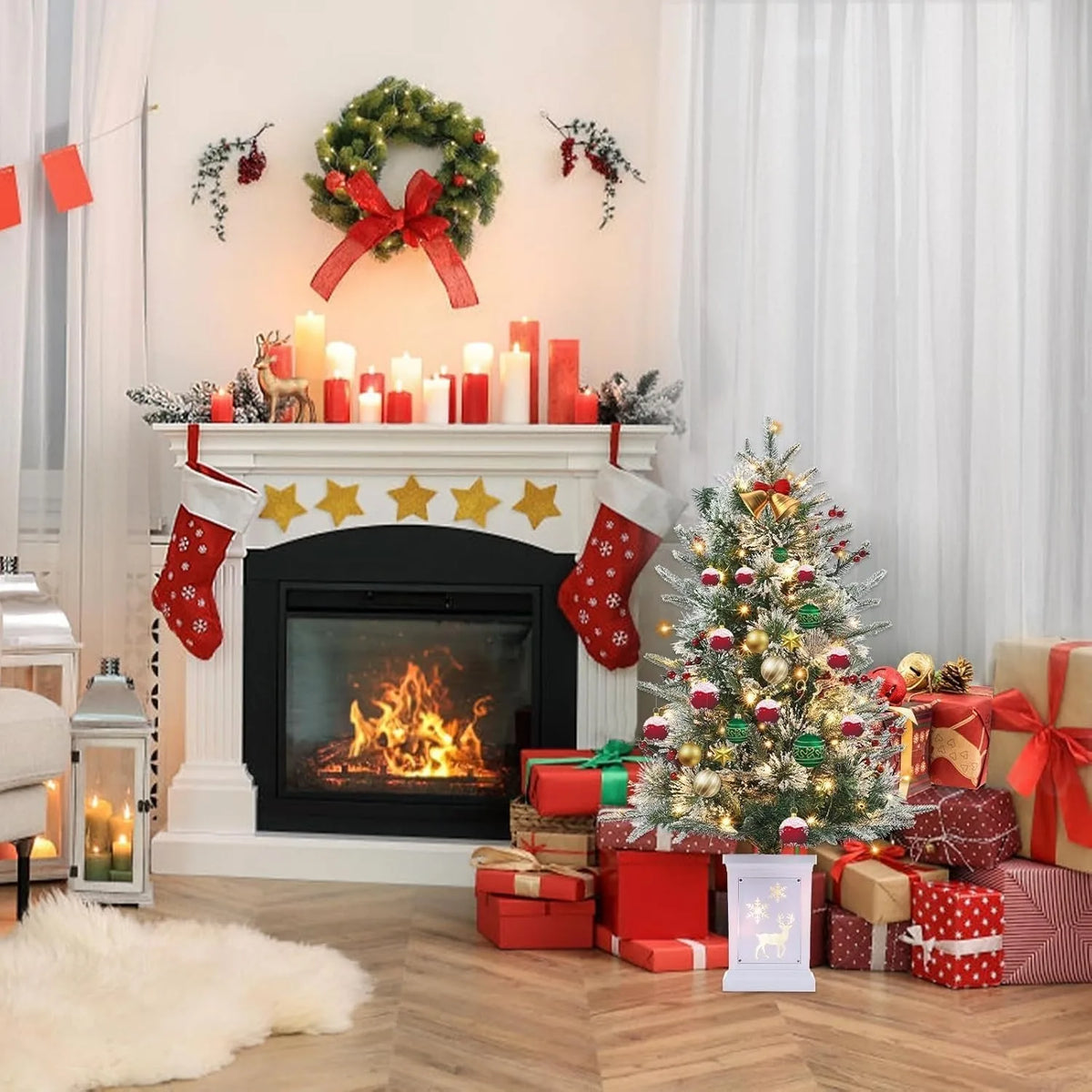Anixol Pre Lit Artificial Christmas Tree With Warm LED Lights