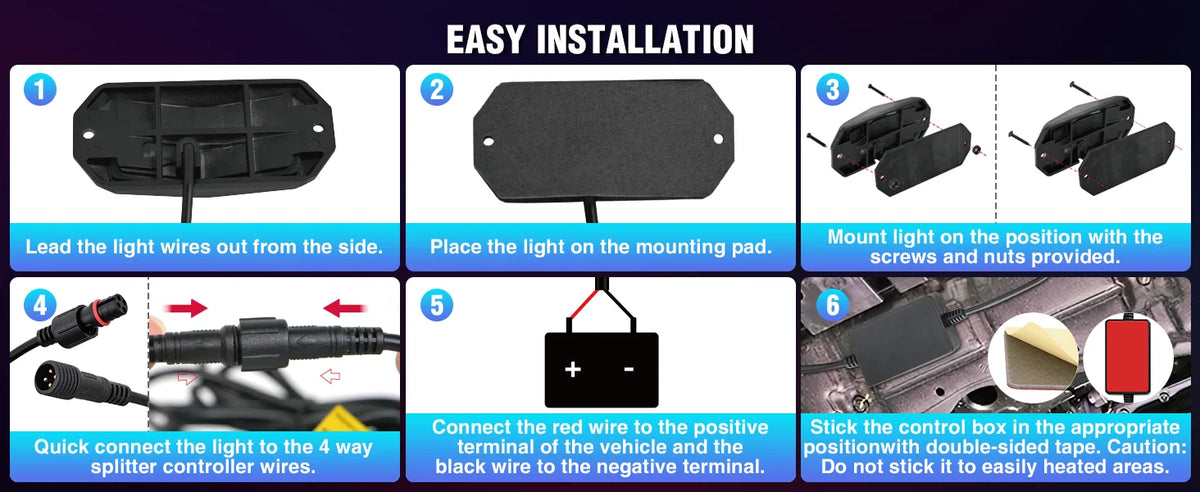 Nilight RGB Rock Lights Kit Underglow With Remote App For Jeep Truck SUV ATV UTV