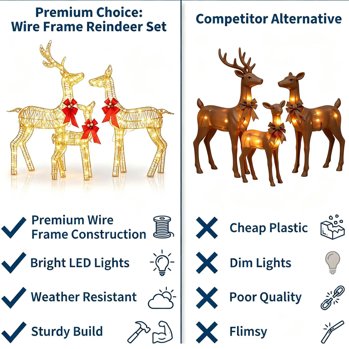HiMISS Lighted Christmas Deer Family Outdoor LED Yard Decor