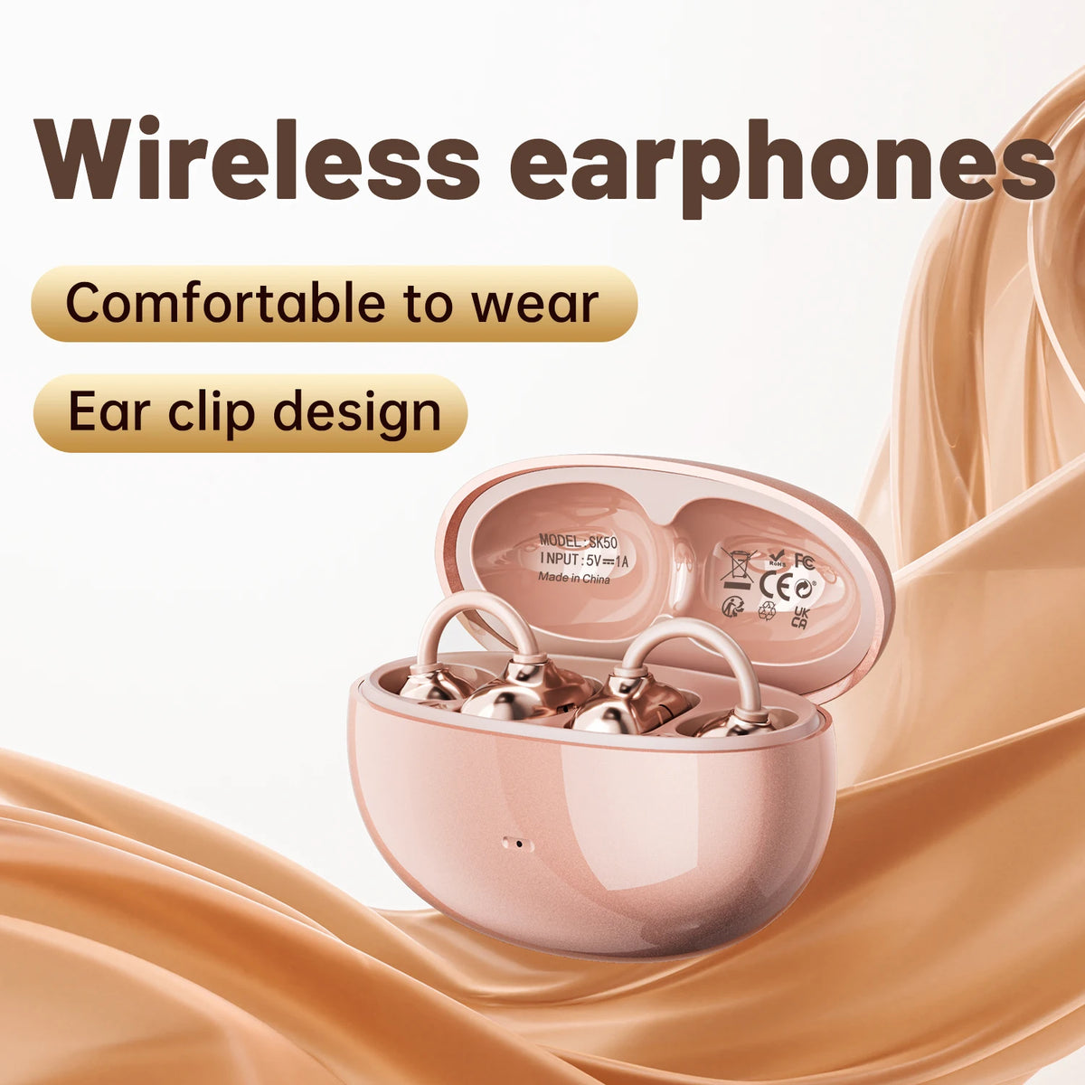 INSONIXN Open Ear Clip Wireless Bluetooth Headphones With Microphone