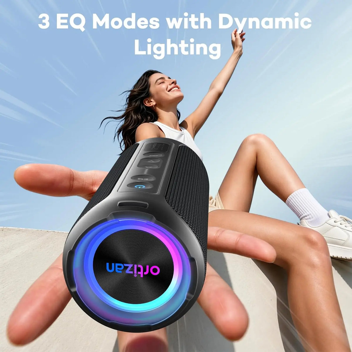 Ortizan Portable Bluetooth Speaker With Deep Bass And RGB Lighting