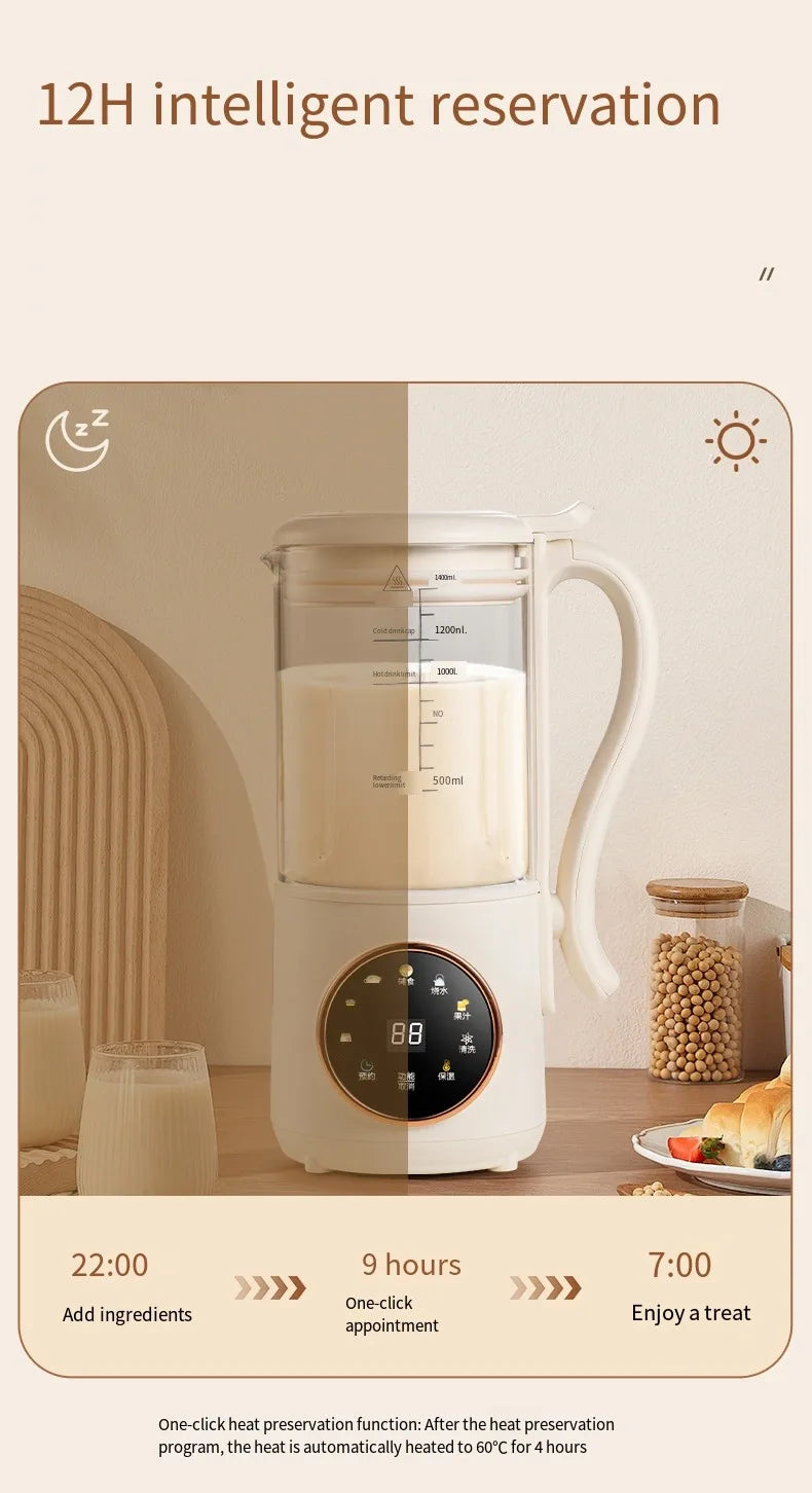 1400ml Glass Soy Milk Maker 16 Blades 9 Functions Automatic Blender Nut Milk Maker Soup Porridge Juicer with Timer