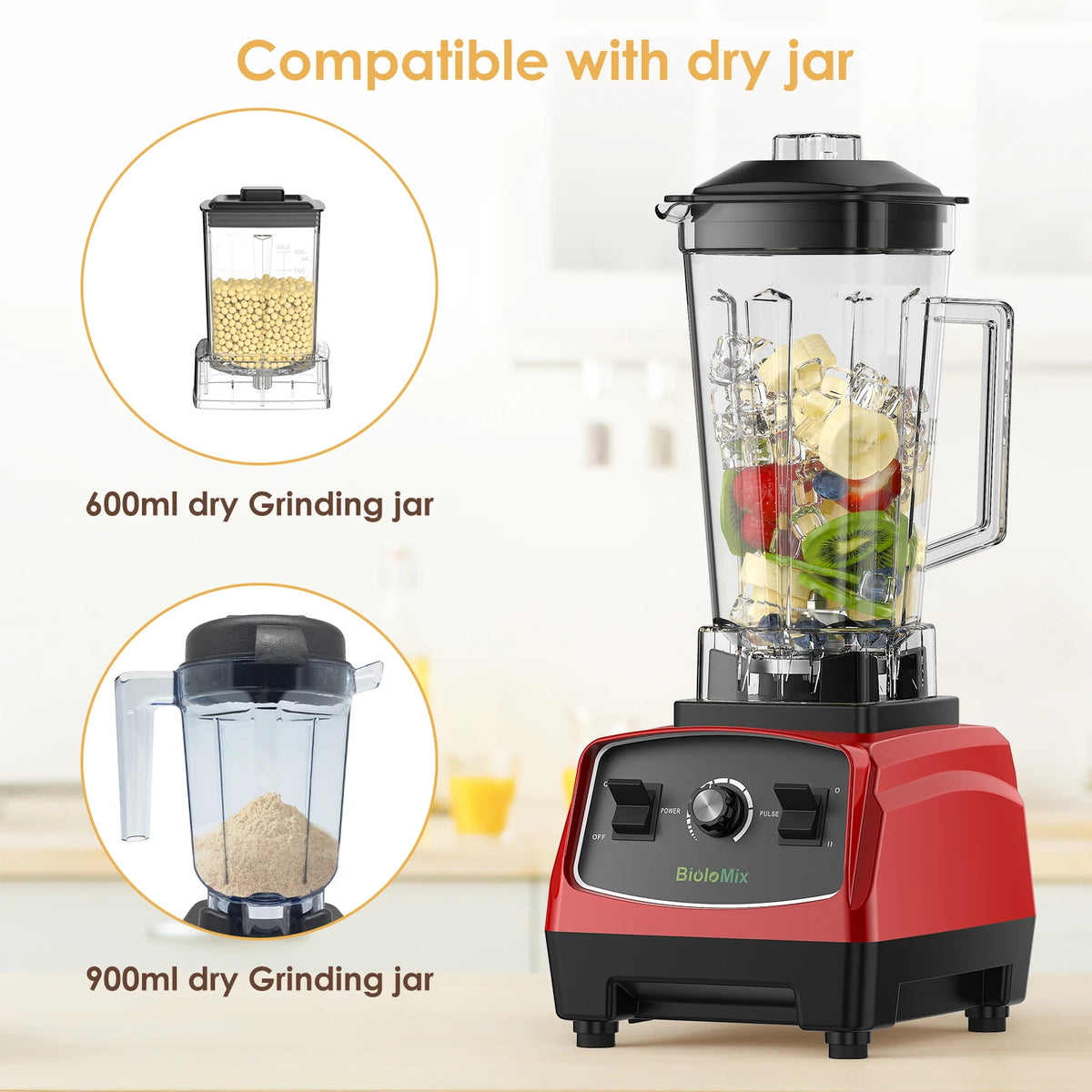 Biolomix Heavy Duty Commercial Blender Mixer Juicer 3HP 2200W