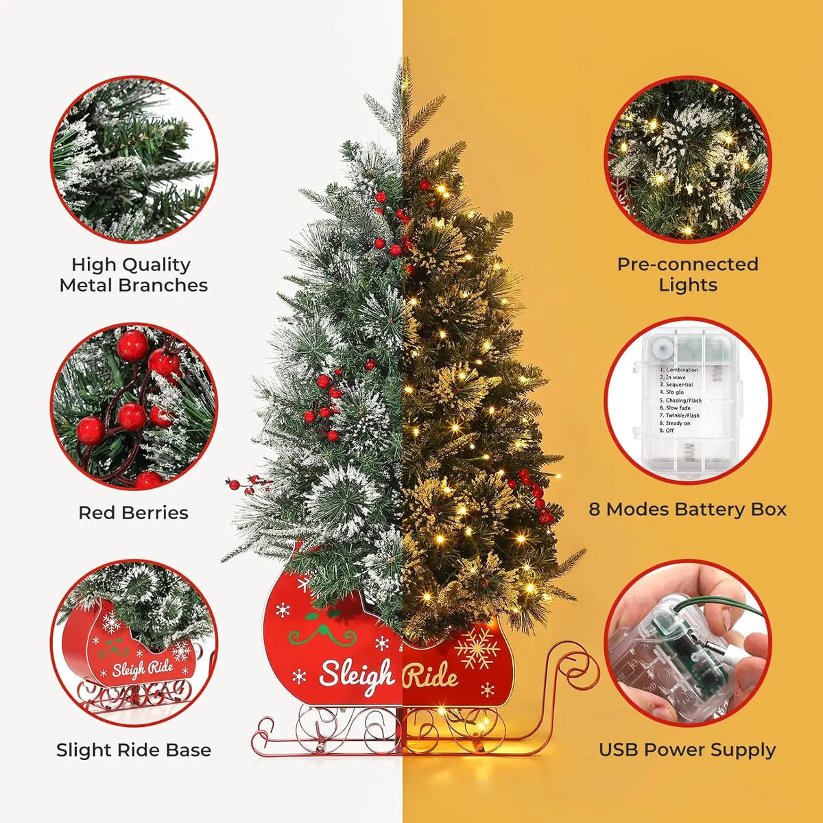 Pre Lit Artificial Desktop Christmas Tree With Led Lights