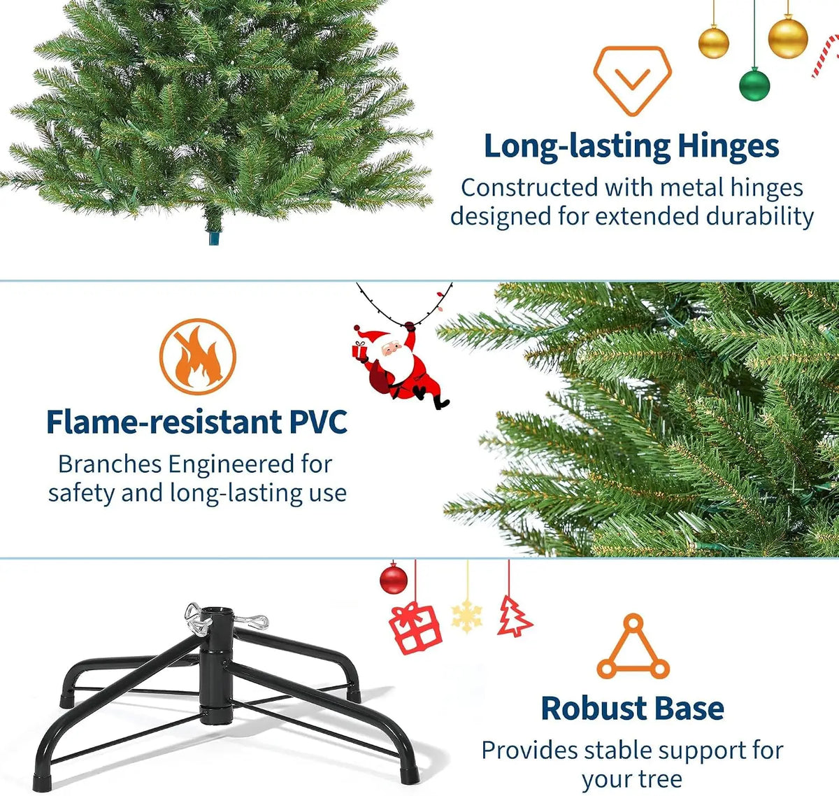 HiMISS Artificial Spruce Christmas Tree Featuring Metal Hinges
