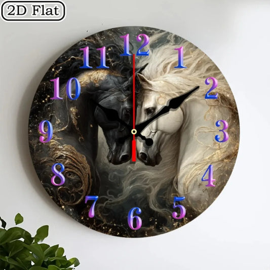 Suita Rustic Horse Wood Wall Clock Farmhouse Silent Decor