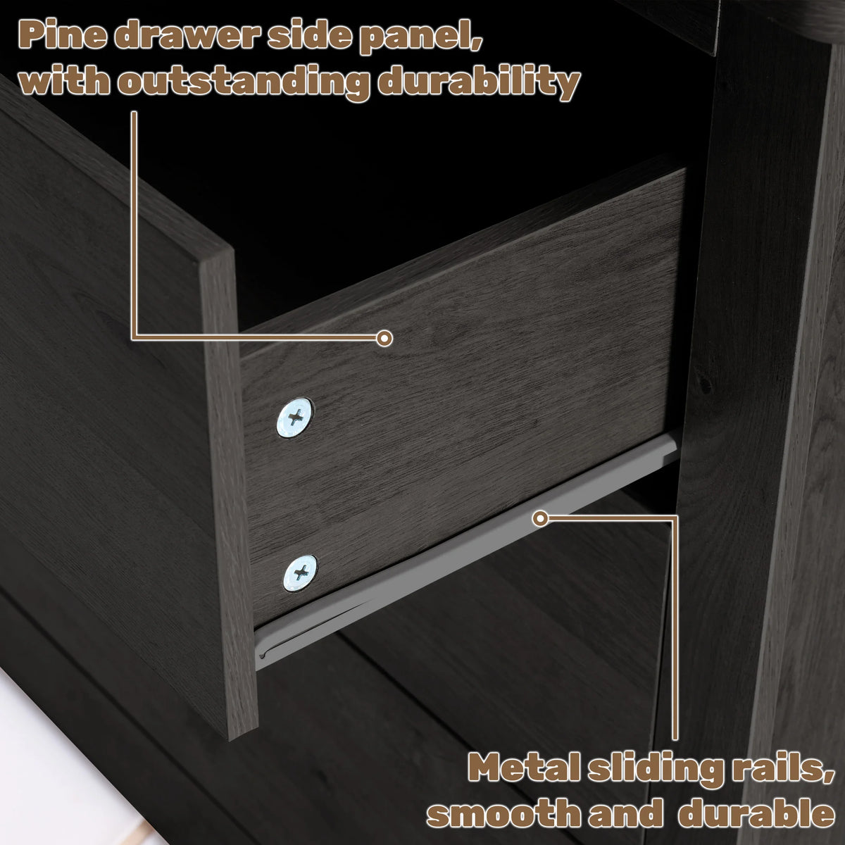 JHK 59IN Wood 6 Dresser Drawers Cabinet for Living Room Stable Structure Storage Wide Chest of Drawers Furniture For Bedroom