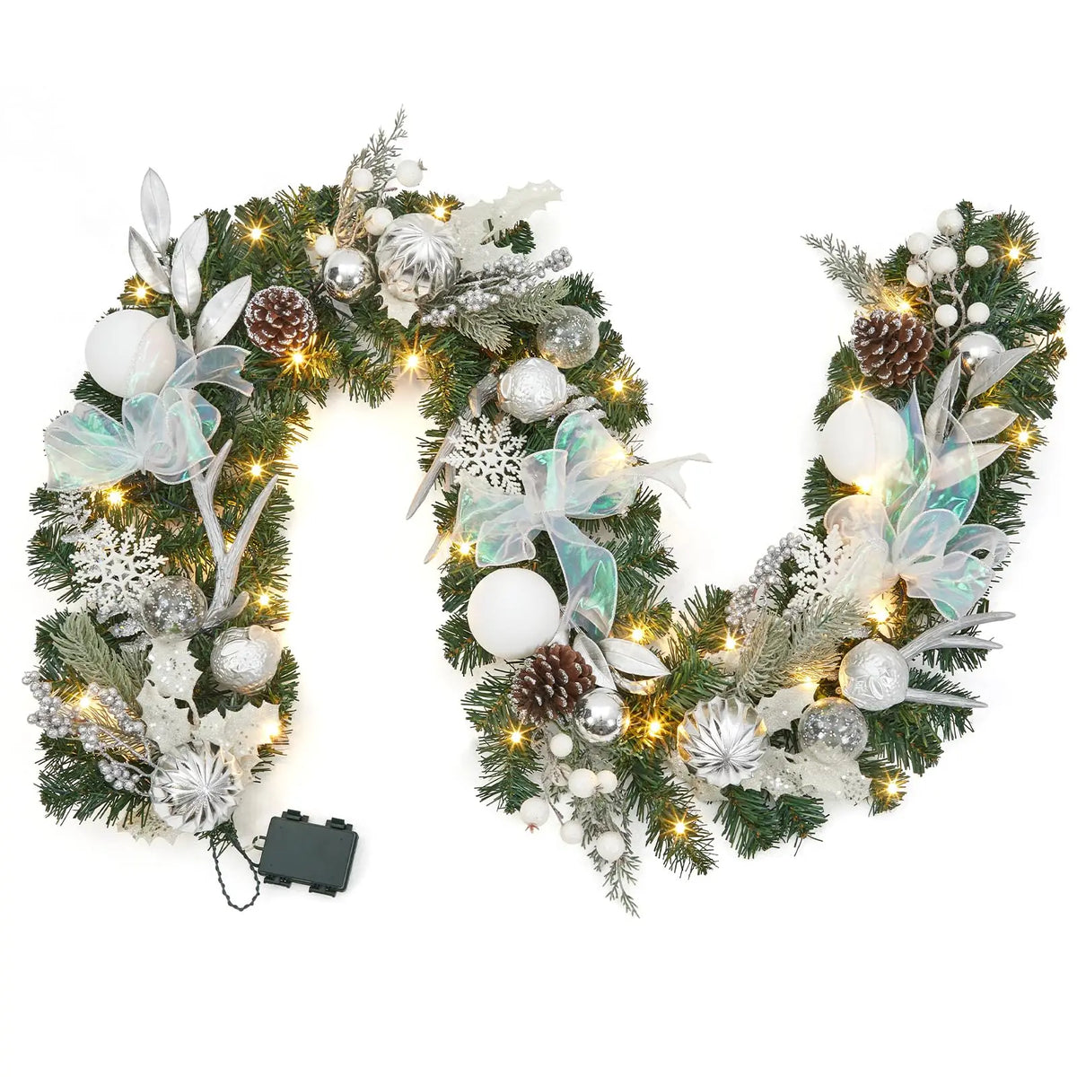 HiMISS Christmas Garland With Battery Lights For Mantle