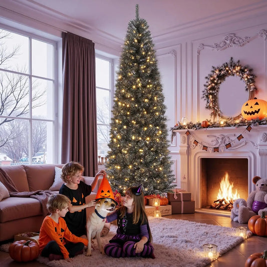 Artificial Halloween Christmas Tree With Realistic Branch Tips Metal Stand