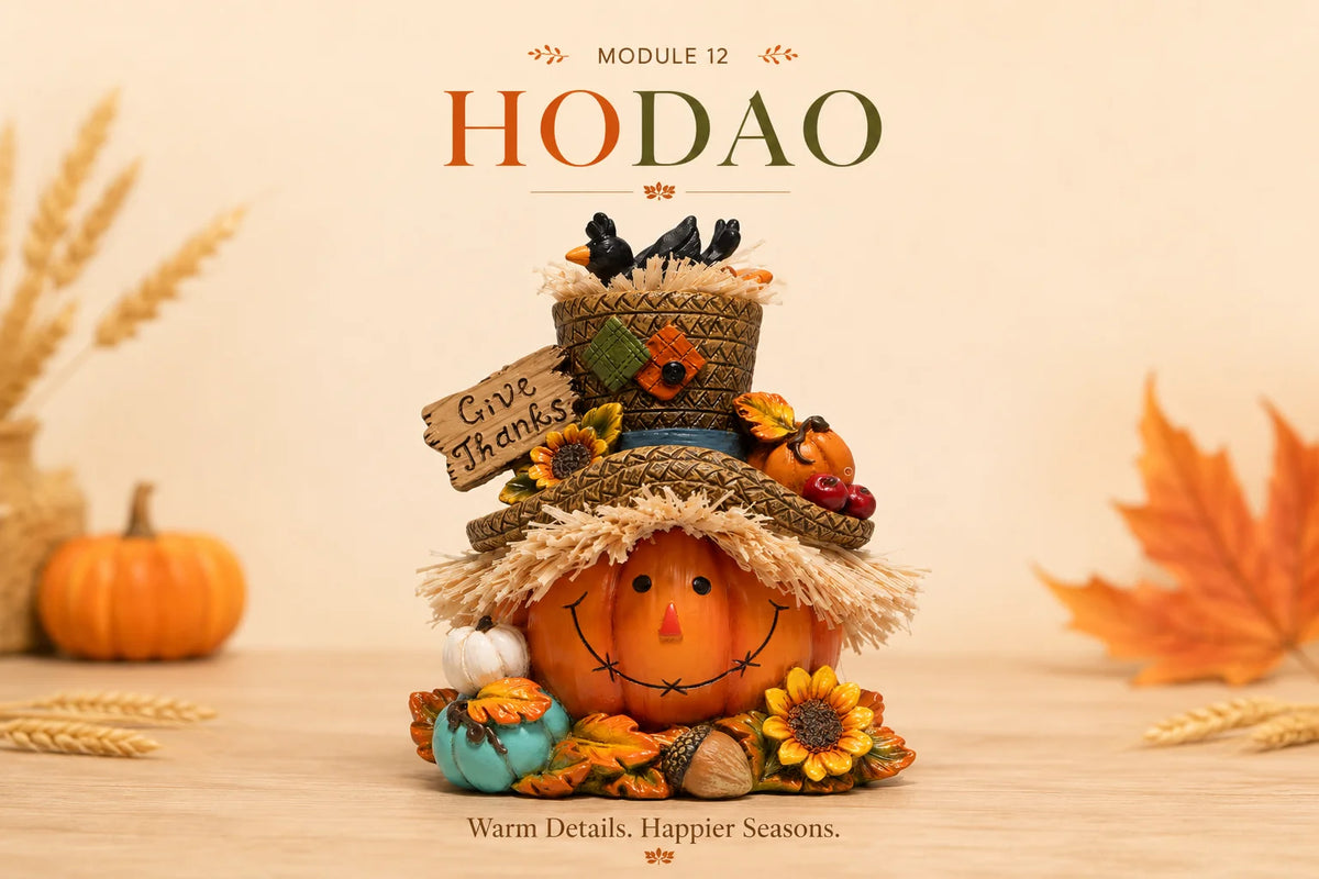 Hodao Thanksgiving Harvest Scarecrow Figurine With Give Thanks Sign