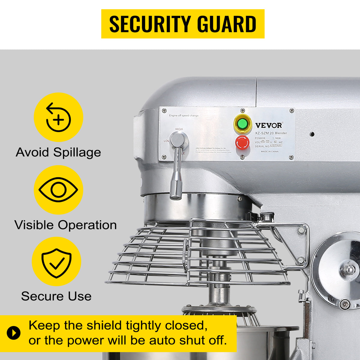 SucceBuy Commercial Food Mixer 450W 3 Speeds Heavy Duty Stainless Steel