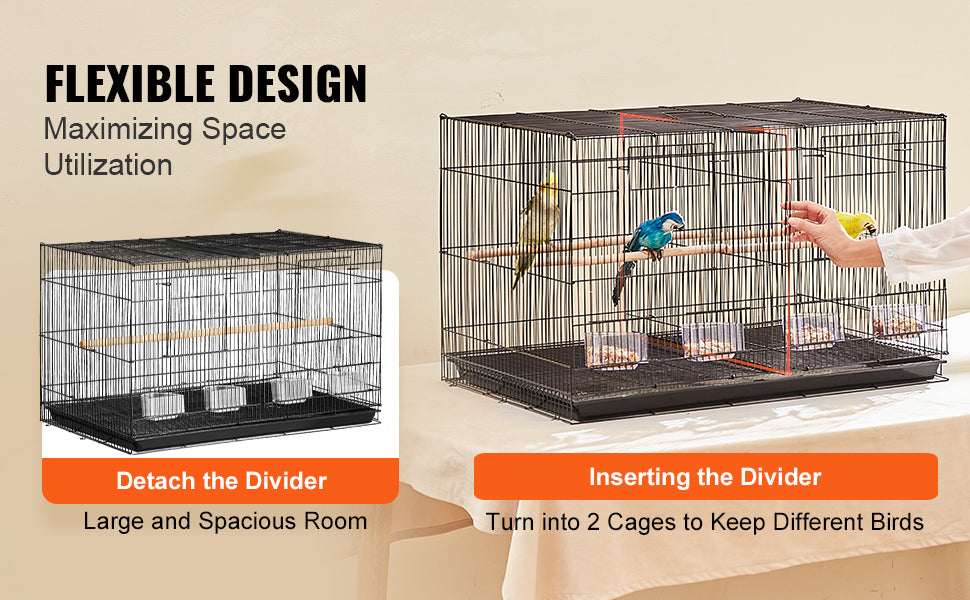 SucceBuy Stackable 30 inch Flight Bird Cage With Divider And Handle