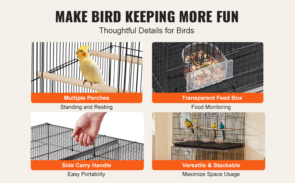 SucceBuy Stackable 30 inch Flight Bird Cage With Divider And Handle