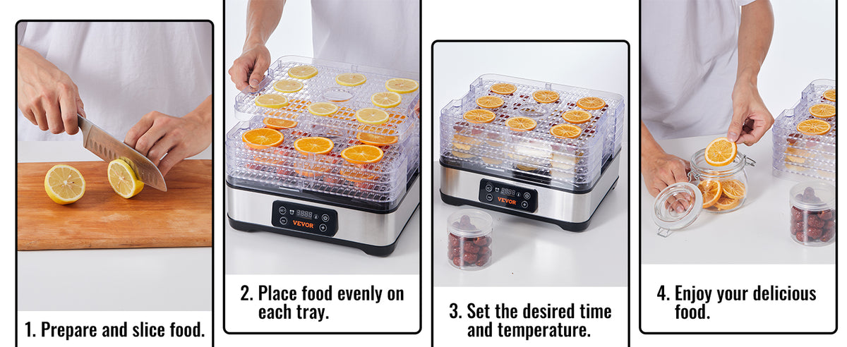 VEVOR 5 Tray Food Dehydrator Stainless Steel Dryer With Timer