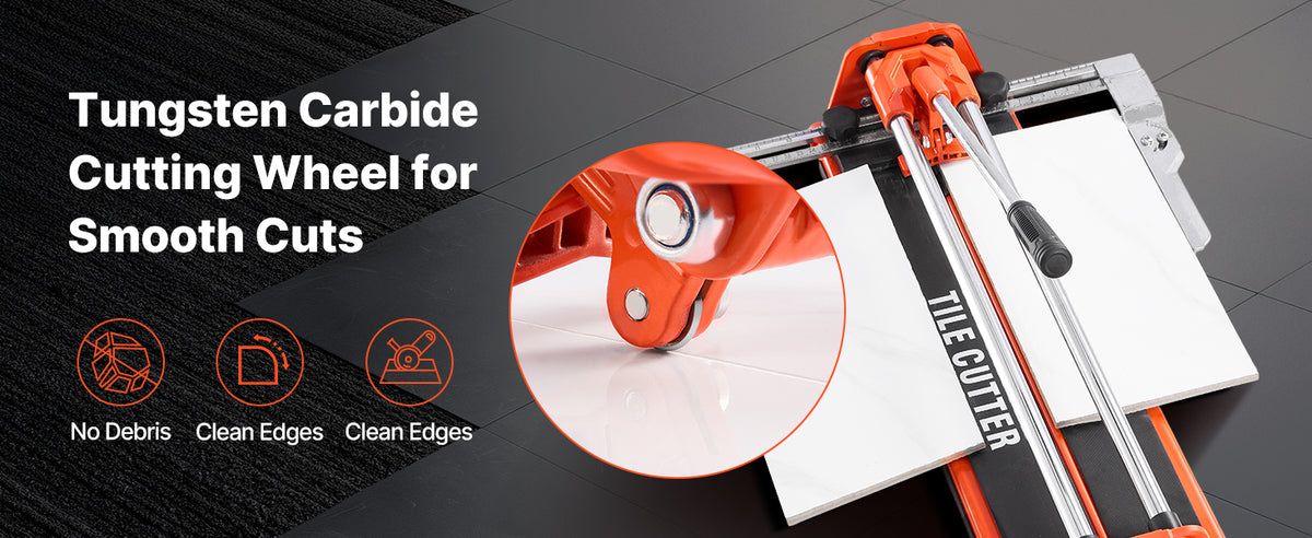SucceBuy 17-Inch Manual Tile Cutter for Wall & Polished Tiles Double Rails for Precise Cutting Tungsten Carbide Wheel Precise